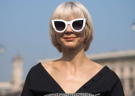 MILAN, Italy, 20 septembre 2018: CAROLINE DAUR in street style outfit before FENDI fashion show during Milan fashion week fall winter 2019.のeditorial素材