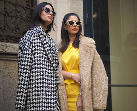 MILAN, Italy: 19 February 2020: Fashion bloggers street style outfit after CALCATERRA fashion show...