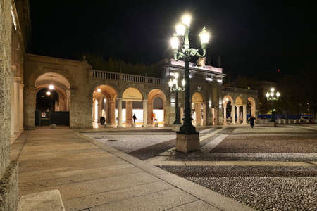 Bergamo, Italy: 27 October 2020: Bergamo cityscape at 6:00 PM mandatory closure of all bars and restaurants as per the new ministerial decree launched to combat the health emergency.のeditorial素材