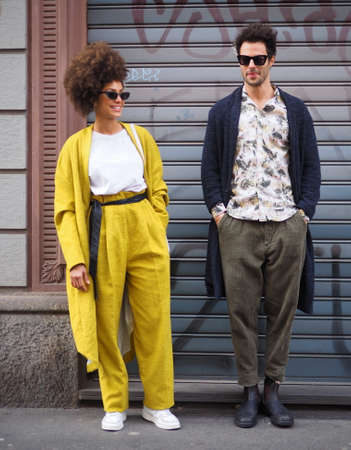Milan Italy: Fashion bloggers street style outfits before Calcaterra fashion show, during Milan fashion week Fall / winter collections