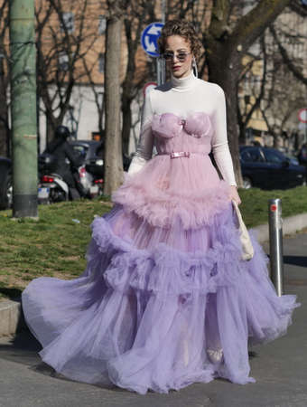 Fashion blogger Melody Funk street style outfit before Fendi fashion show during Milano fashion Week...