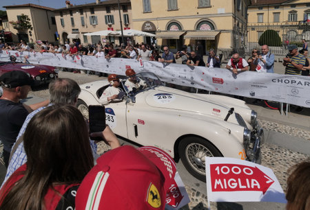 Bergamo, Italy: 17 June 2023: 1000 Miles, annual race of retro vintage cars. Last day track from Bergamo to Brescia, Lombardy, Italyのeditorial素材