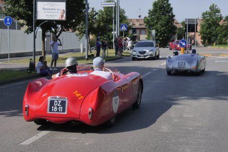 Bergamo, Italy: 17 June 2023: 1000 Miles, annual race of retro vintage cars. Last day track from Bergamo to Brescia, Lombardy, Italyのeditorial素材