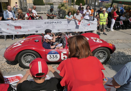 Bergamo, Italy: 17 June 2023: 1000 Miles, annual race of retro vintage cars. Last day track from Bergamo to Brescia, Lombardy, Italyのeditorial素材