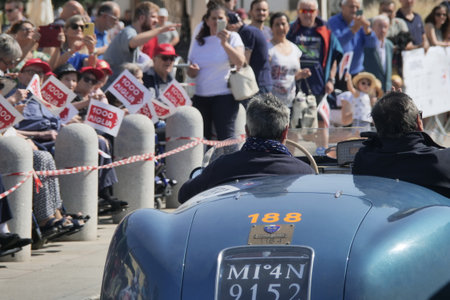 Bergamo, Italy: 17 June 2023: 1000 Miles, annual race of retro vintage cars. Last day track from Bergamo to Brescia, Lombardy, Italyのeditorial素材