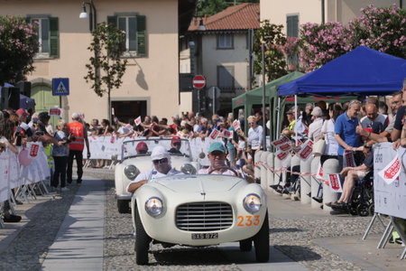 Bergamo, Italy: 17 June 2023: 1000 Miles, annual race of retro vintage cars. Last day track from Bergamo to Brescia, Lombardy, Italyのeditorial素材