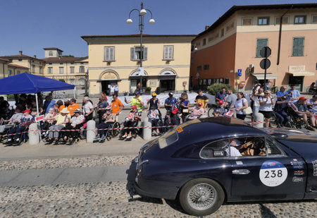 Bergamo, Italy: 17 June 2023: 1000 Miles, annual race of retro vintage cars. Last day track from Bergamo to Brescia, Lombardy, Italyのeditorial素材