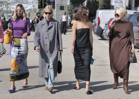 Fashion bloggers street style outfits before Sportmax fashion show Milano fashion week fall/winter collections 2022のeditorial素材