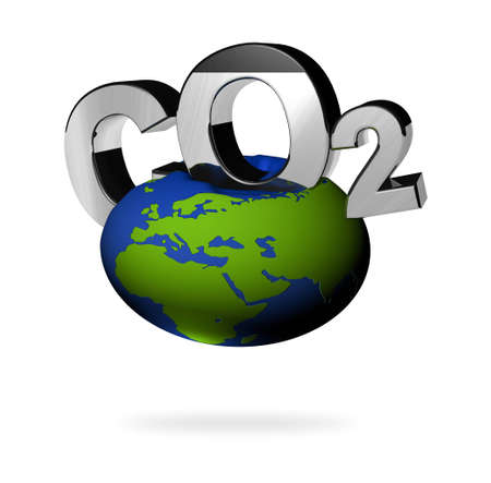CO2 pollution in 3D's  style. Letters with an iron surface.の写真素材