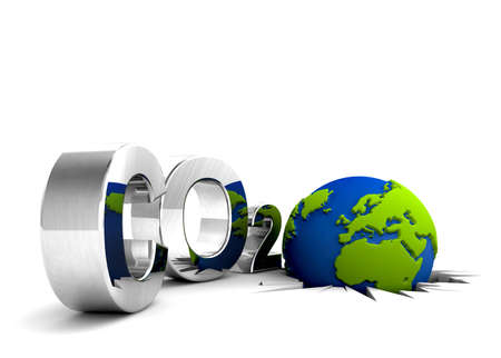 CO2 pollution in 3D's  style. Globe in tilt for excessive pollutions.の写真素材