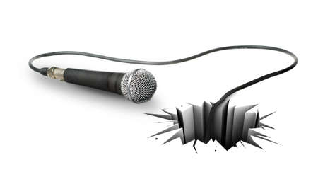 The power of music. Musical instrument that breaks through a white floor.の写真素材