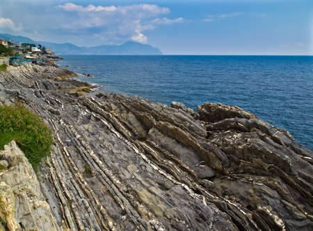 Beautiful sea landscape with rocks and blue skyの写真素材