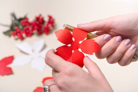 Homemade Christmas decorations.の写真素材