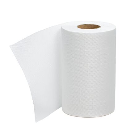 Simple kitchen or toilet paper for hand cleaning on white backgroundの写真素材