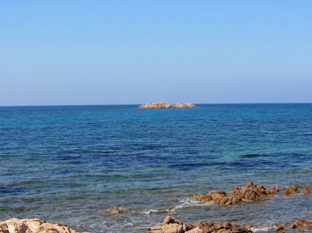 Seascape in island of Tavolara in Sardinia, Italy during summerの写真素材