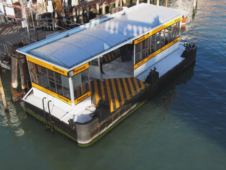 Water bus station on Grand Canal in Venice, Italyのeditorial素材