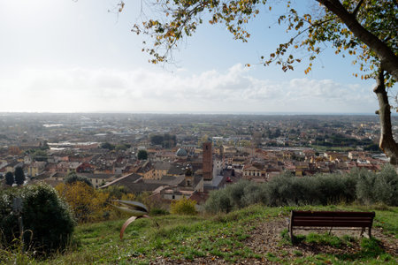 Spectacular aerial panorama of Pietrasanta city province of Lucca . Tuscany Italyの写真素材