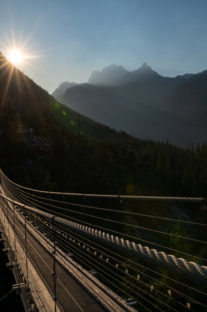 Suspension Bridge in the Canadian Rockies, Banff National Parkの写真素材