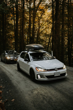 BMW 7 Series on the forest road.のeditorial素材