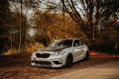 Mercedes-Benz C63 AMG in the forest.のeditorial素材