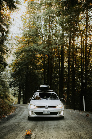 BMW i8 in the forest.のeditorial素材