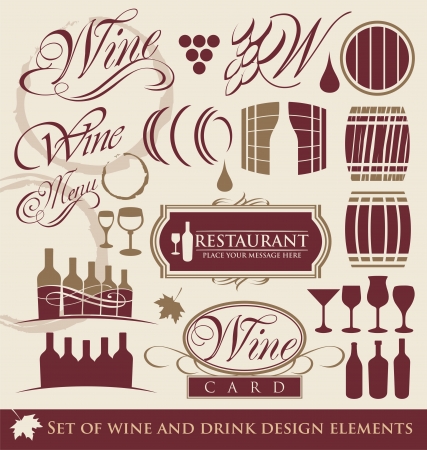Wine and drink design elementsのイラスト素材