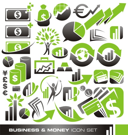 Business and money icon set and logo design conceptsのイラスト素材