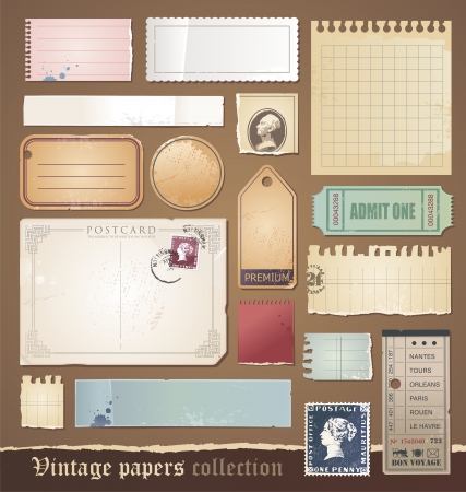 Vintage papers collectionのイラスト素材