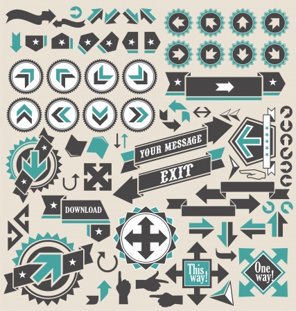 Retro arrows icon setのイラスト素材