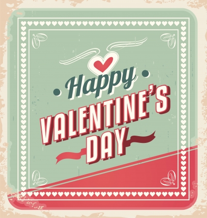 Valentines day card, retro background, vintage love vector design template.のイラスト素材