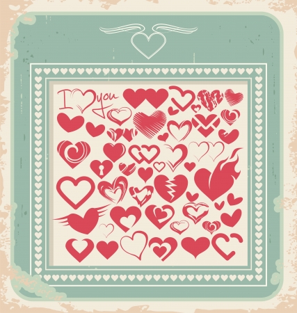 Retro poster with heart icons for Valentines dayのイラスト素材