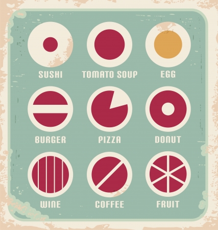 Retro set of food pictogram, icons and symbolsのイラスト素材