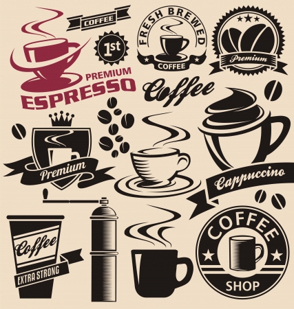 Set of coffee symbols, icons and signsのイラスト素材