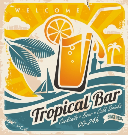 Retro poster template for tropical barのイラスト素材