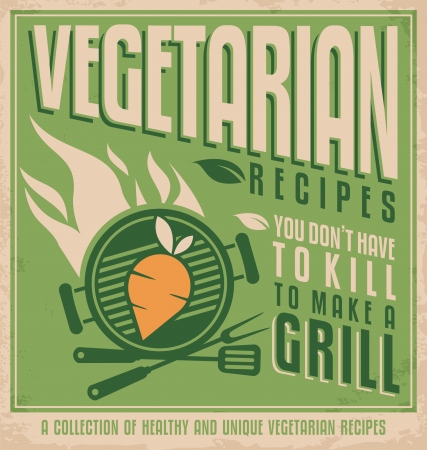 Vegetarian food vintage poster design conceptのイラスト素材
