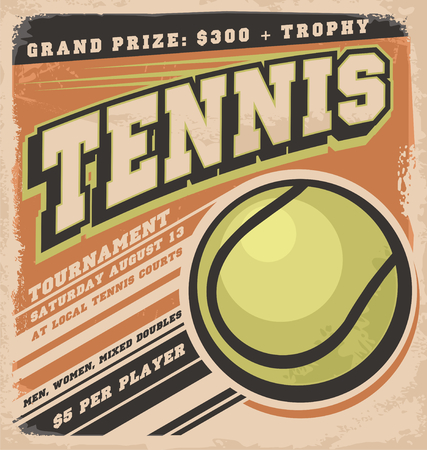 Retro poster design for tennis tournamentのイラスト素材