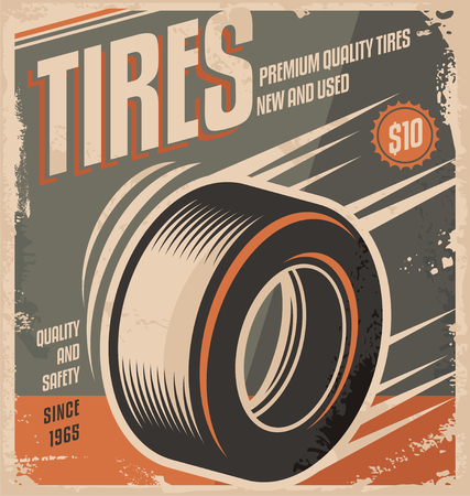 Car tires retro poster design creative conceptのイラスト素材
