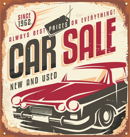 Car sale vintage signのイラスト素材