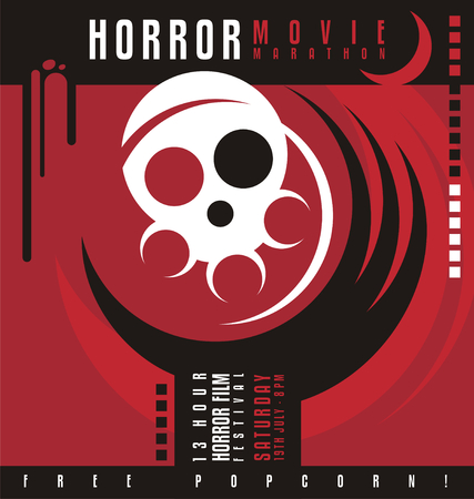 Horror movie marathon or horror film festival flat poster designのイラスト素材