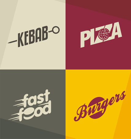 Set of unique fast food design concepts and ideasのイラスト素材