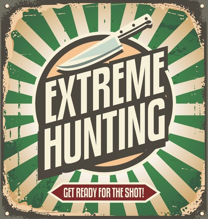 Extreme hunting vintage tin signのイラスト素材