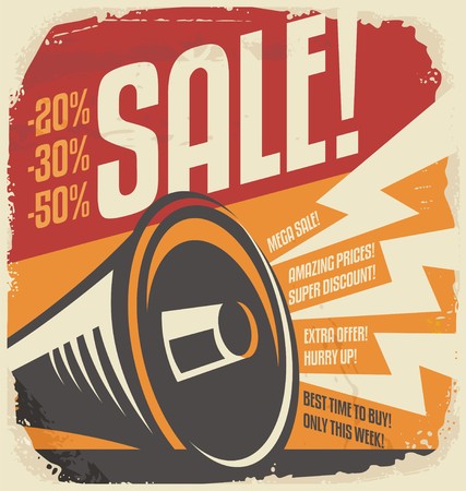 Retro sale poster design concept