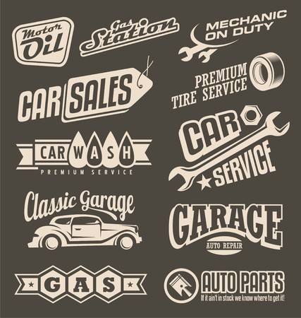 Car service and garage retro banner setのイラスト素材