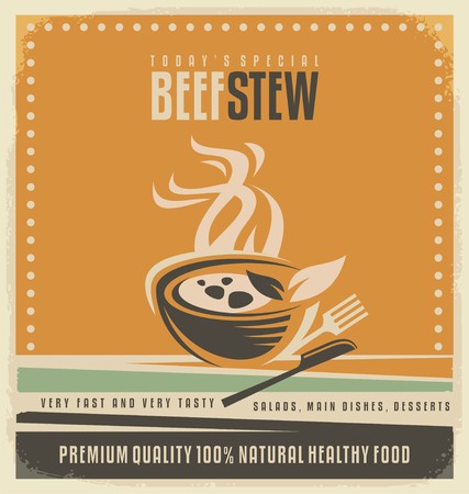 Beef stew retro poster layoutのイラスト素材