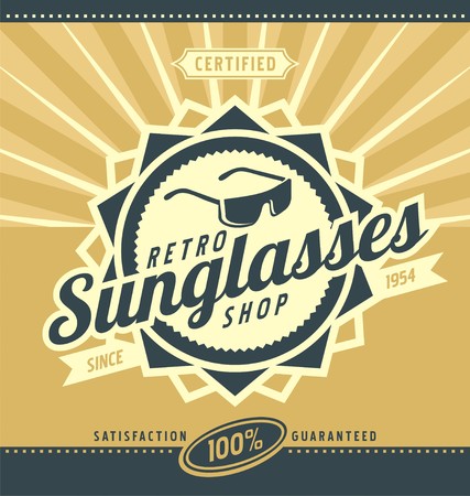 Retro sunglasses shop poster designのイラスト素材