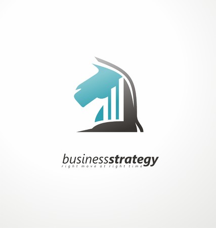 Knight symbol with chart bars in negative spaceのイラスト素材