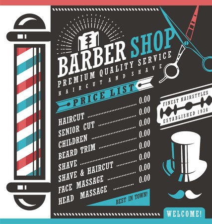 Barber Shop vector price list templateのイラスト素材
