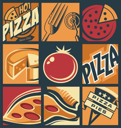 Pizza menu creative comic conceptのイラスト素材
