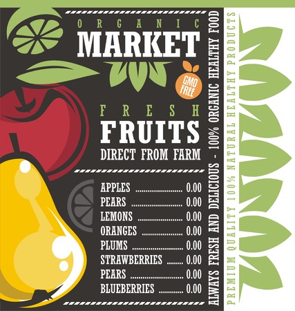 Farm Fresh Fruits Marketのイラスト素材