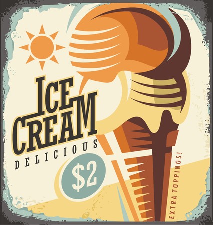 Ice cream retro poster design conceptのイラスト素材